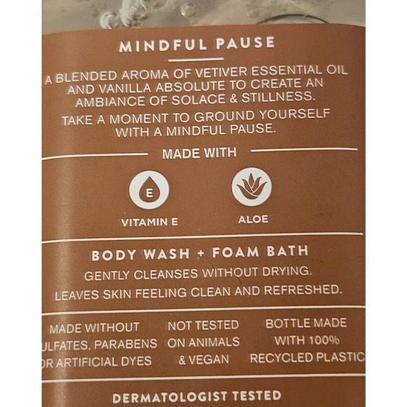 2 Bath & Body Works Aromatherapy Mindful Pause Vetiver & Vanilla Body Wash - Picture 4 of 4